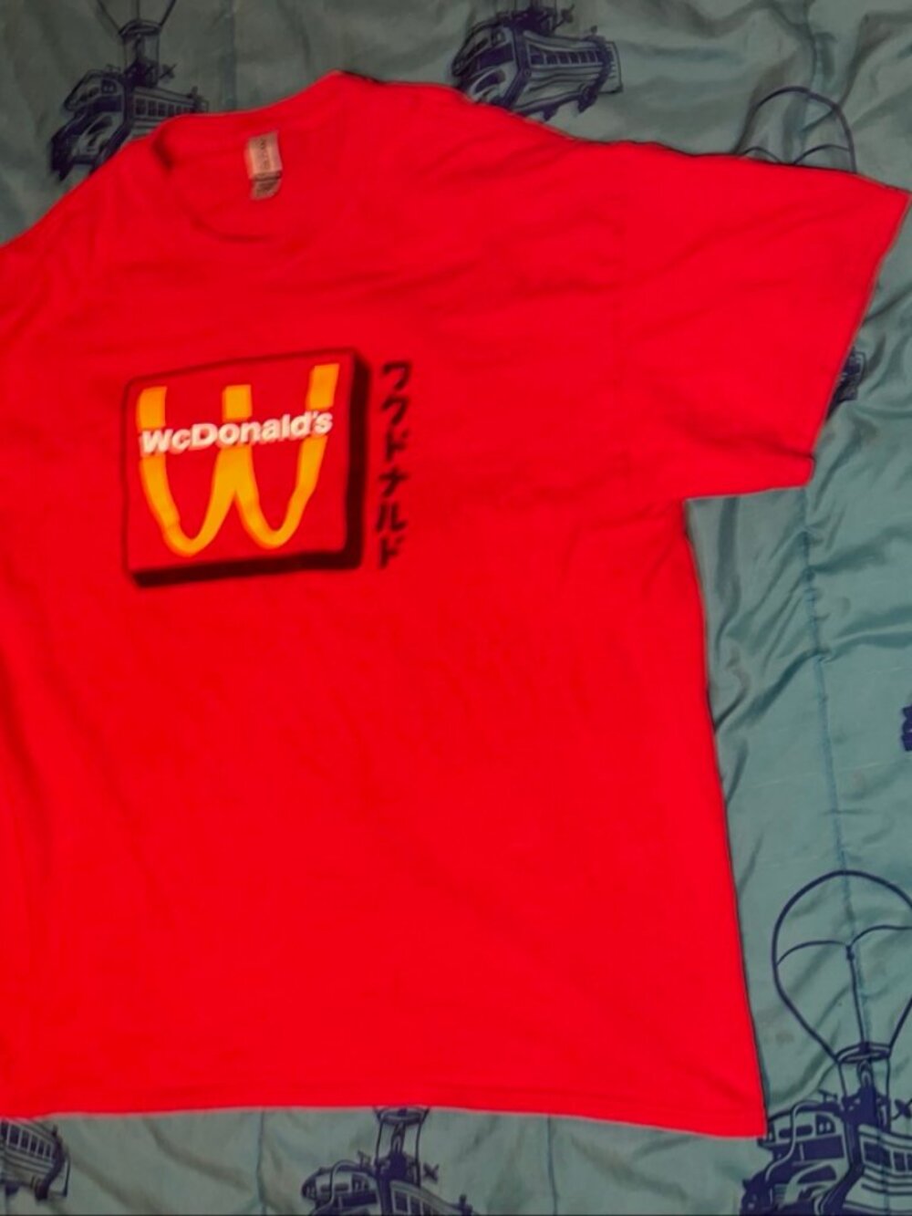 McDonald's WcDonald's Anime Promotional T-Shirt Red Mens XL Japanese Katakana